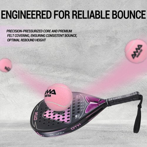 AMA SPORT Padel Balls 1 Tube of 2 Pressurized Padel Tennis Balls Meets Competitions and Tournaments Standards Suitable for Any Surface or Sites (Pink Master)