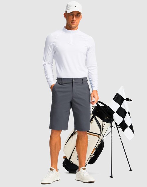 G Gradual Men's Golf Shorts - Quick Dry Stretch Fabric with 4 Pockets | 11" Inseam Casual Dress Shorts