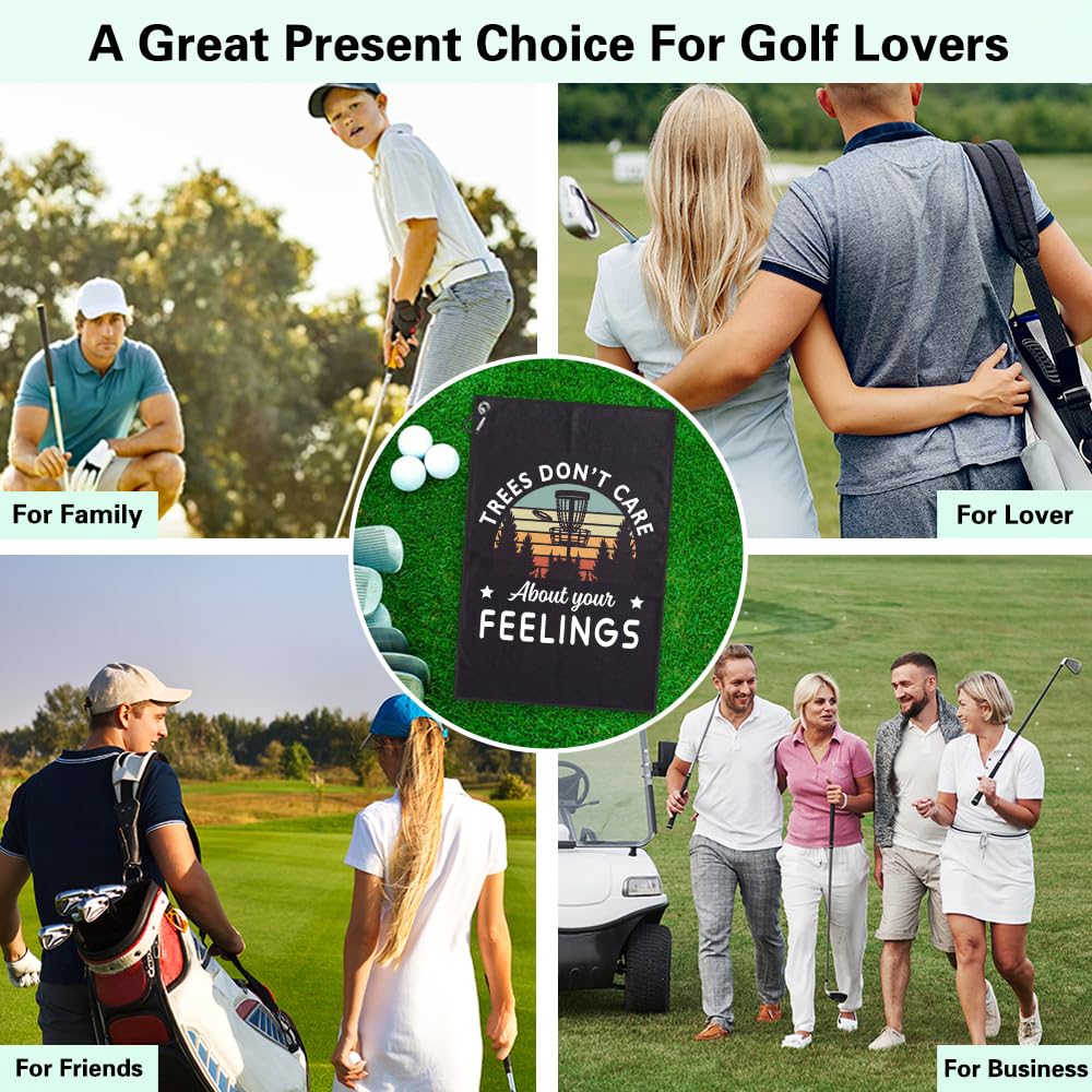 Msticey Tree Don't Care About Your Feelings Printed Microfiber Towel, Disc Golfer Gift for Dad, Father's Day, Disc Golf Accessories