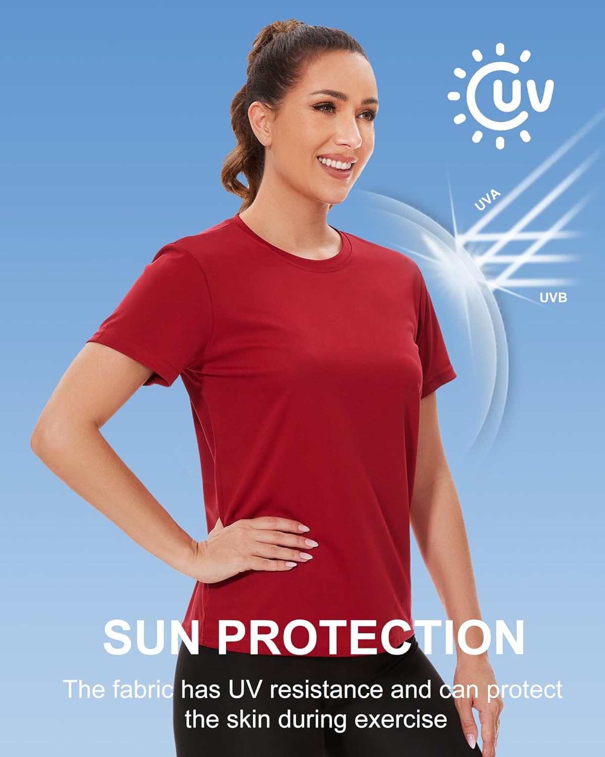 Skiennix Women's Athletic T-Shirts - 6 Pack Short Sleeve UPF Sun Protection Quick Dry Tees for Yoga & Running