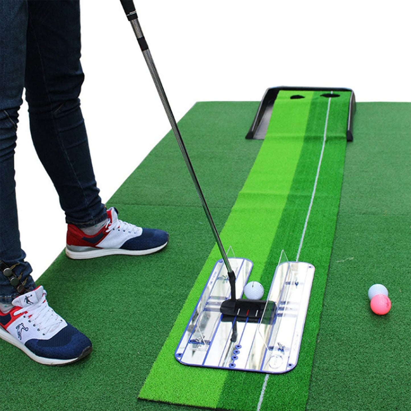 KUIDAMOS Putting Trainer Putting Mirror Training aid Acrylic Alignment Mirror with Rails for Indoor and Outdoor Golf Practice Swing Trainers