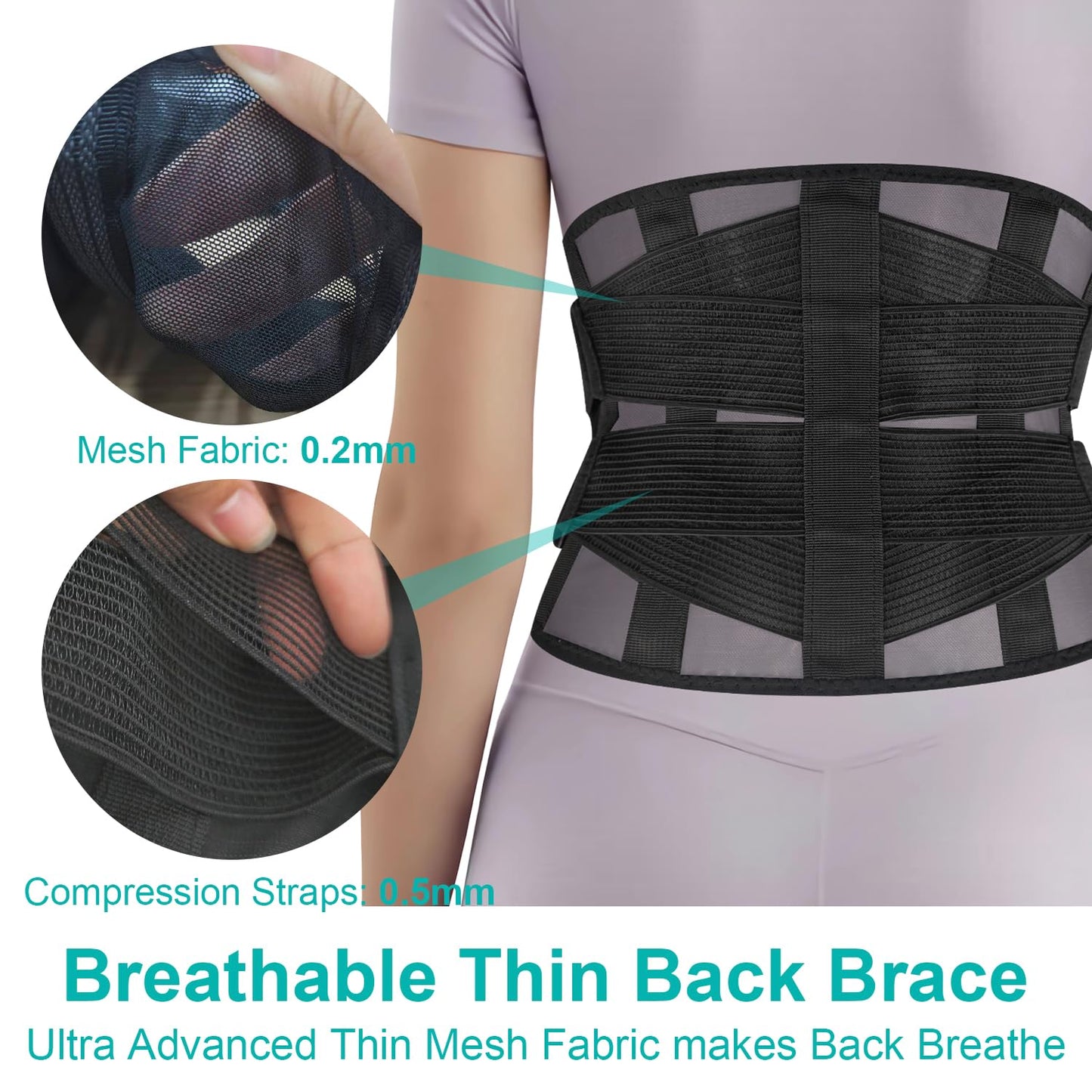 Skiennix Ultra Thin Lumbar Support Brace - Lightweight Back Pain Relief Belt | Breathable Mesh Design