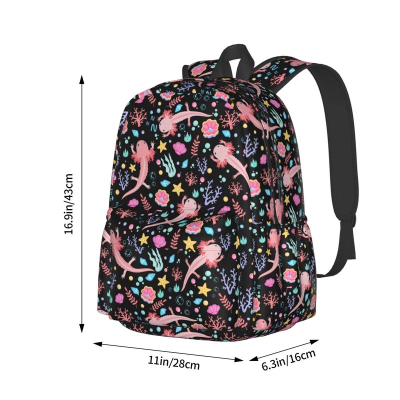 MOLIAN Axolotls Stylish Backpack With Adjustable Padded Shoulder Straps Daypacks For College Travel One Size