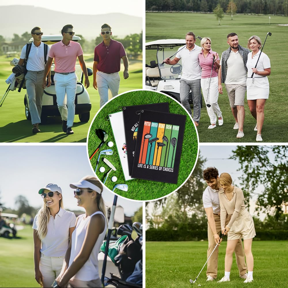 DYJYBMY Birdie Time Funny Printed Golf Towel with Clip, Novelty Golf Towels, Cute Birdie Golfer Gifts for Mom Women Aunt Flamingo Lover Golf Lover Golf Club