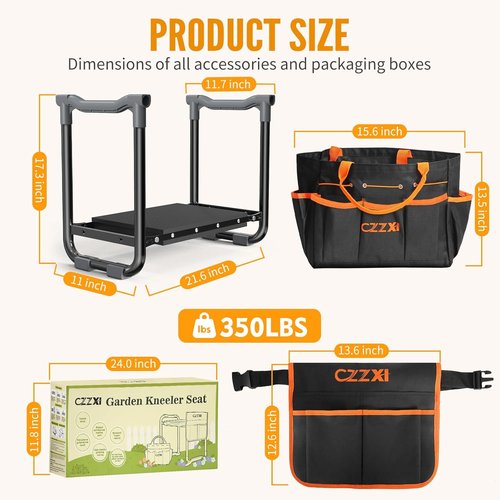 CZZXI Garden Kneeler and Seat - Heavy-Duty Gardening Stool with Tool Pouch | Comfortable & Durable Design