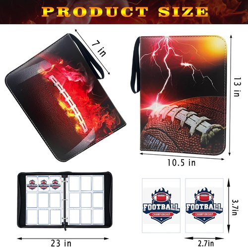 Football Card Binder - 900 Pocket Trading Card Holder with Sleeves | Durable Storage Organizer for Sports Cards
