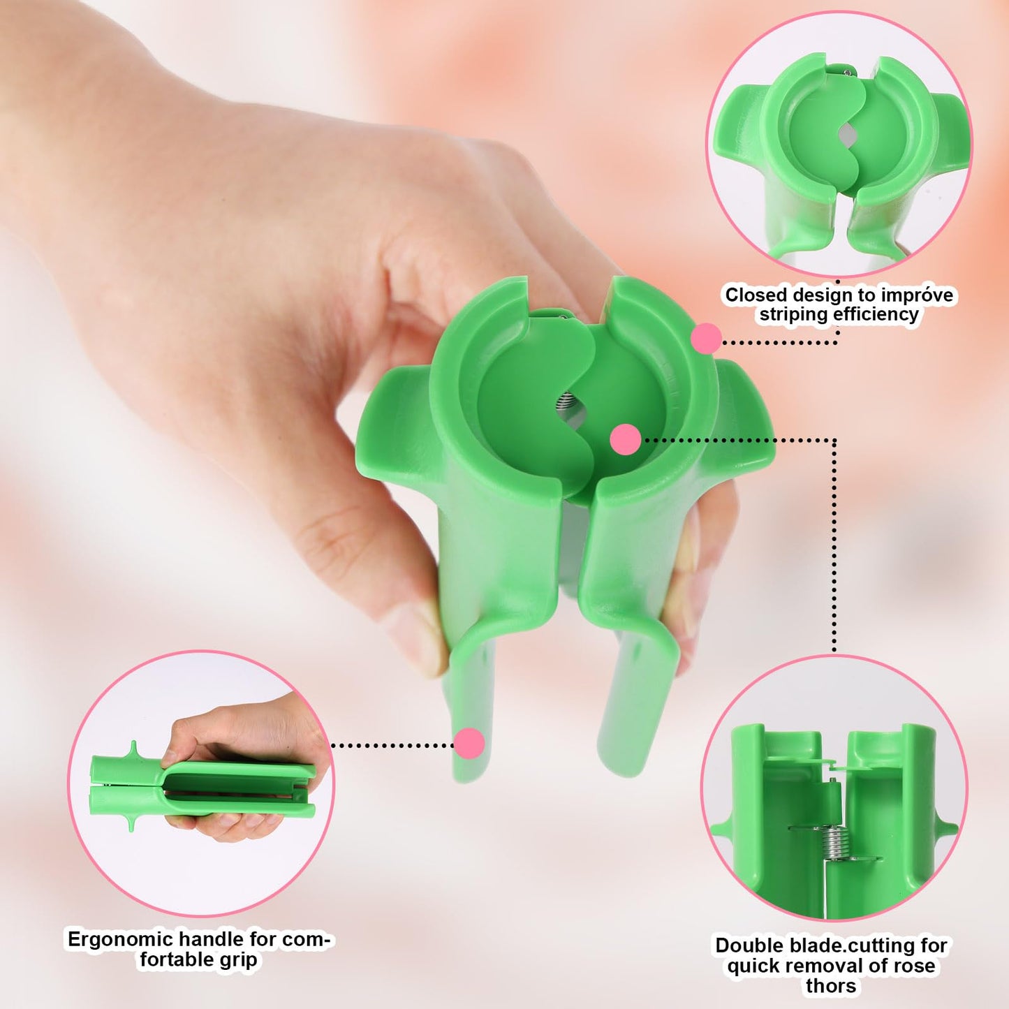 Rose Thorn Stripper Tool, Zhoujitong - 3-in-1 Professional Rose Dethorner, Florist Supplies, Florist-Grade Thorn Remover for Roses with Safety Guard for Bouquets and Pruning