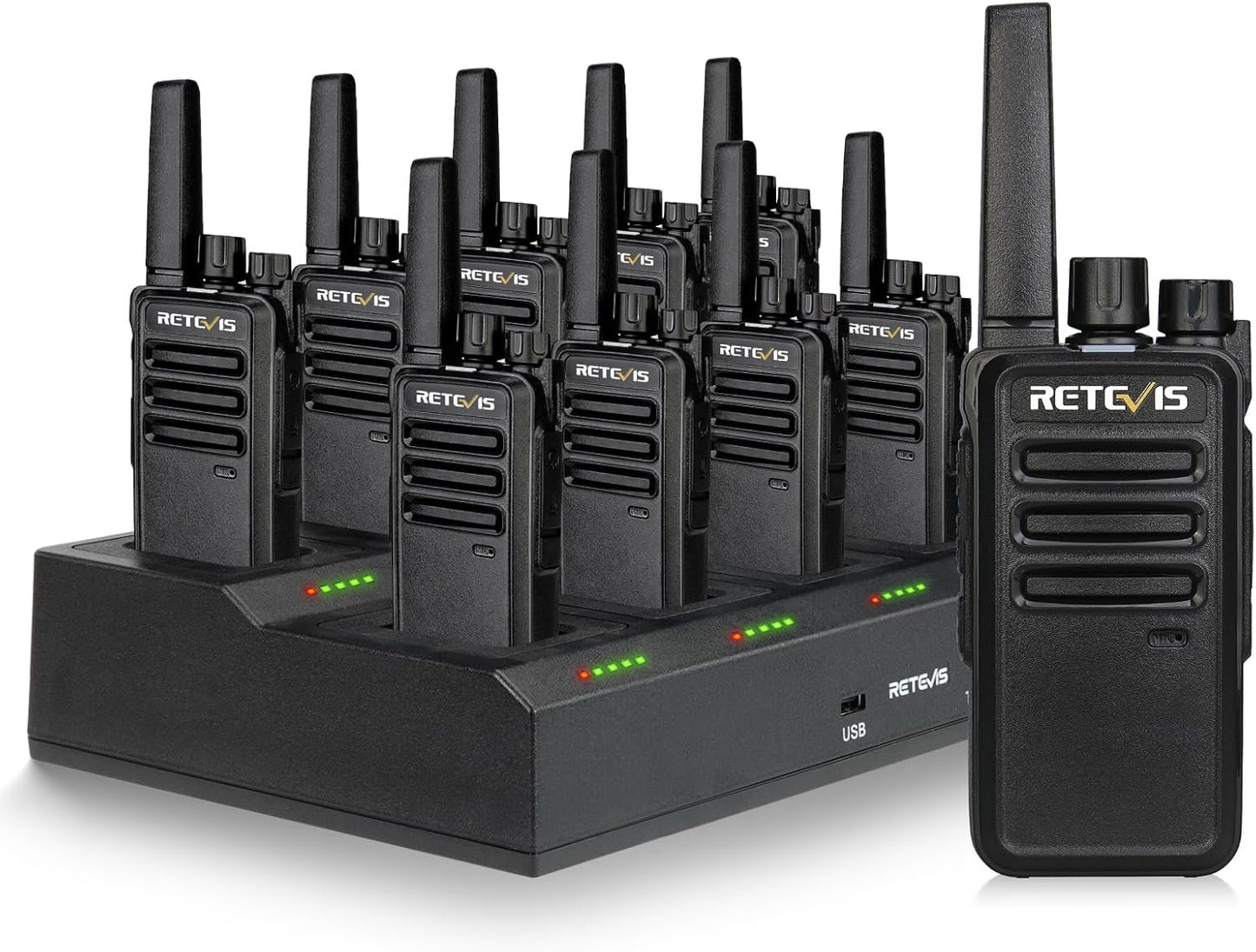 Retevis RT68 Walkie Talkies - Long Range 2-Way Radios with 10 Multi-Way Charger | Compact & Rechargeable 1200mAh