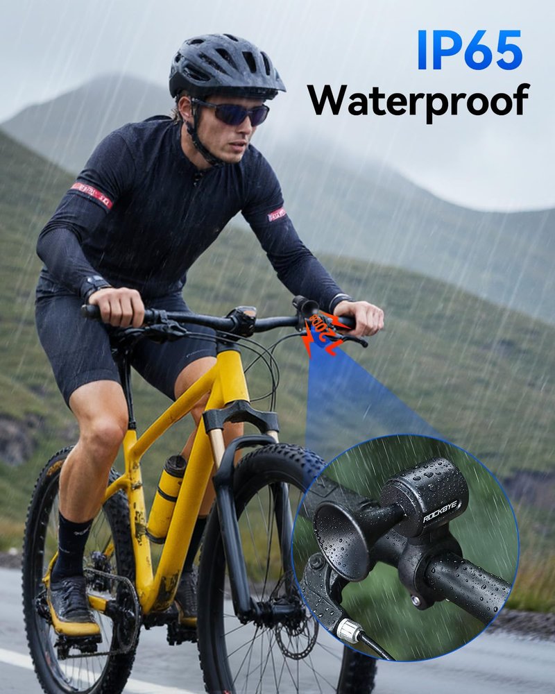 POWVINE Electric Bike Horn 120dB Loud Bike Horn for 22.2-25.5mm Round Handlebars, USB Rechargeable Bicycle Horn, IP65 Waterproof, Easy Install for Mountain Bike/E-Bike/Scooter/Adults