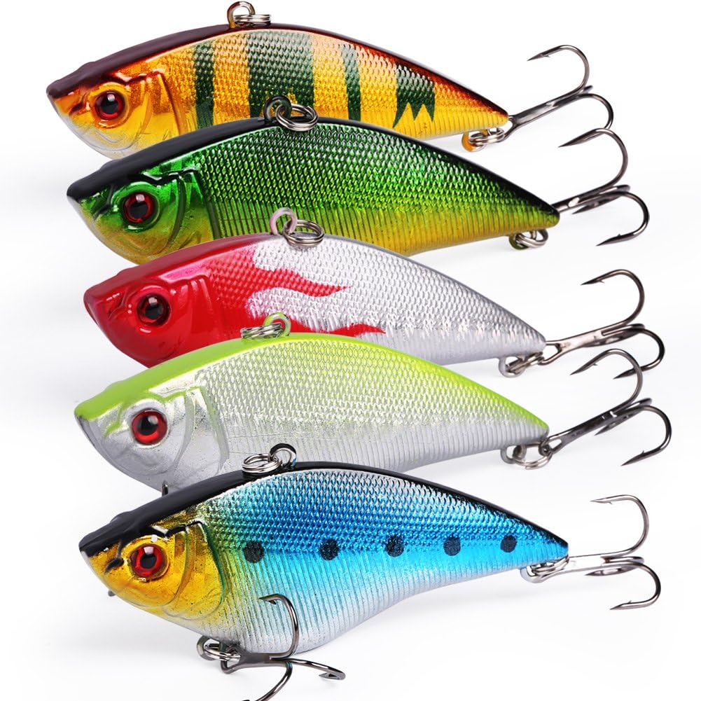 Sougayilang Fishing Lures - Life-Like Hard Bait Minnow VIB with Treble Hook | Perfect for Bass, Trout, Walleye