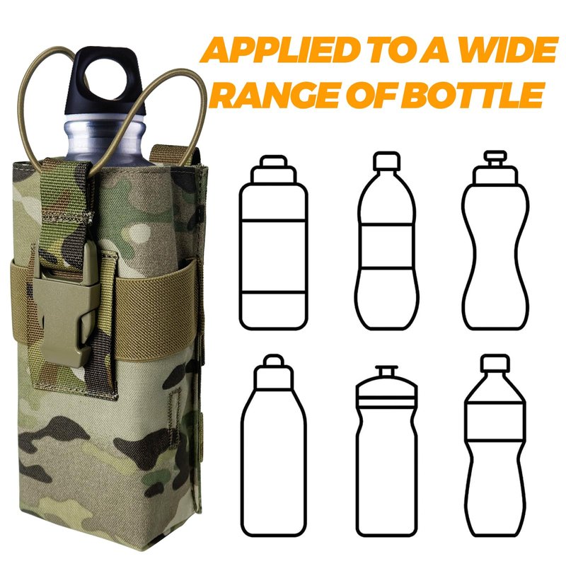 ULIONTAC Radio Holster Walkie Talkie Pouch - 500D Nylon Molle System 3mm Bungee Storage Bag for Utility Tactical Belt Accessory Fits Standard Handset (Multicamo)