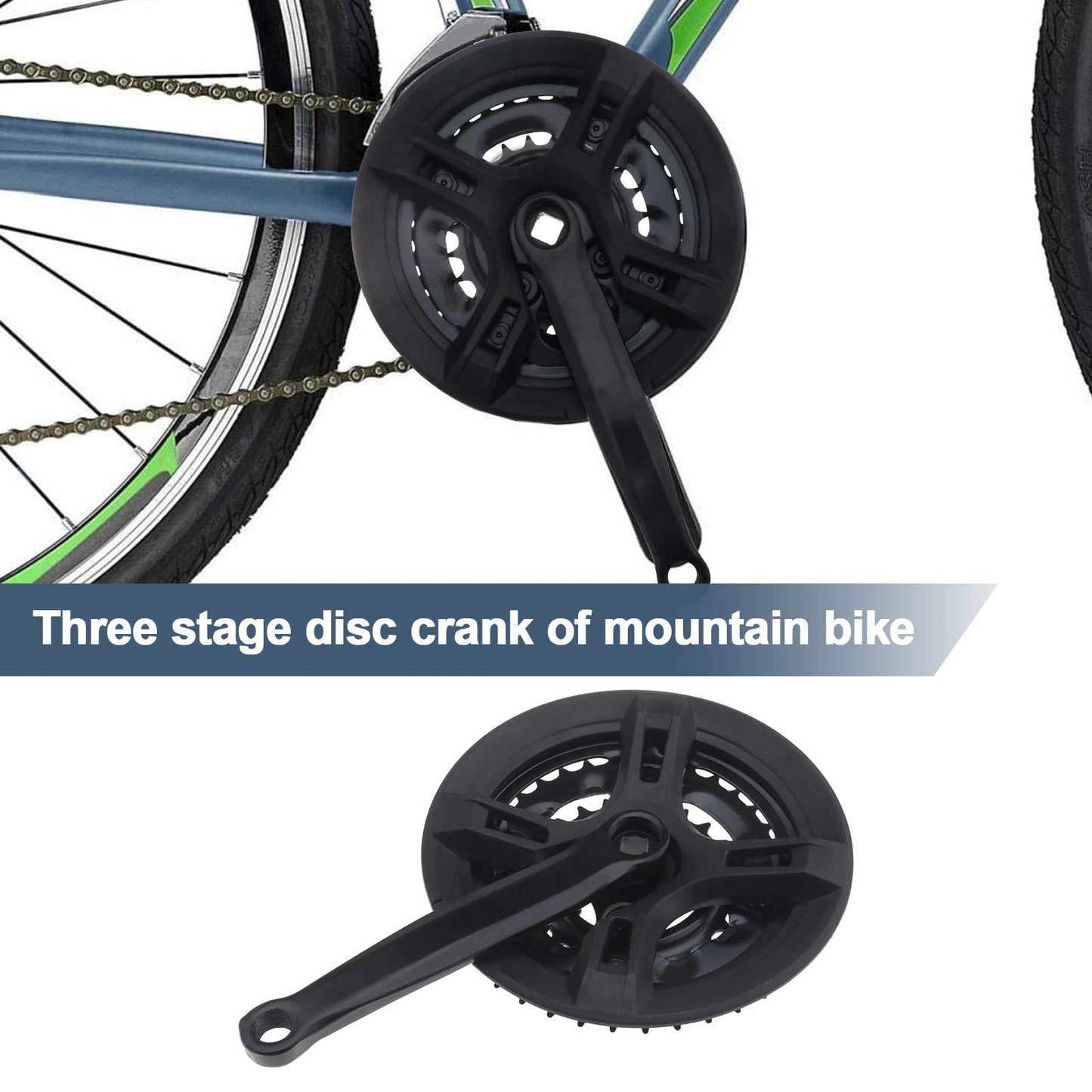 Micro Traders Mountain Bike Triple Crankset Kit 170mm Crank Arm Black 42/34/24T Chainrings with Bottom Bracket Fit for 5/6/7/8 Speed Most MTB