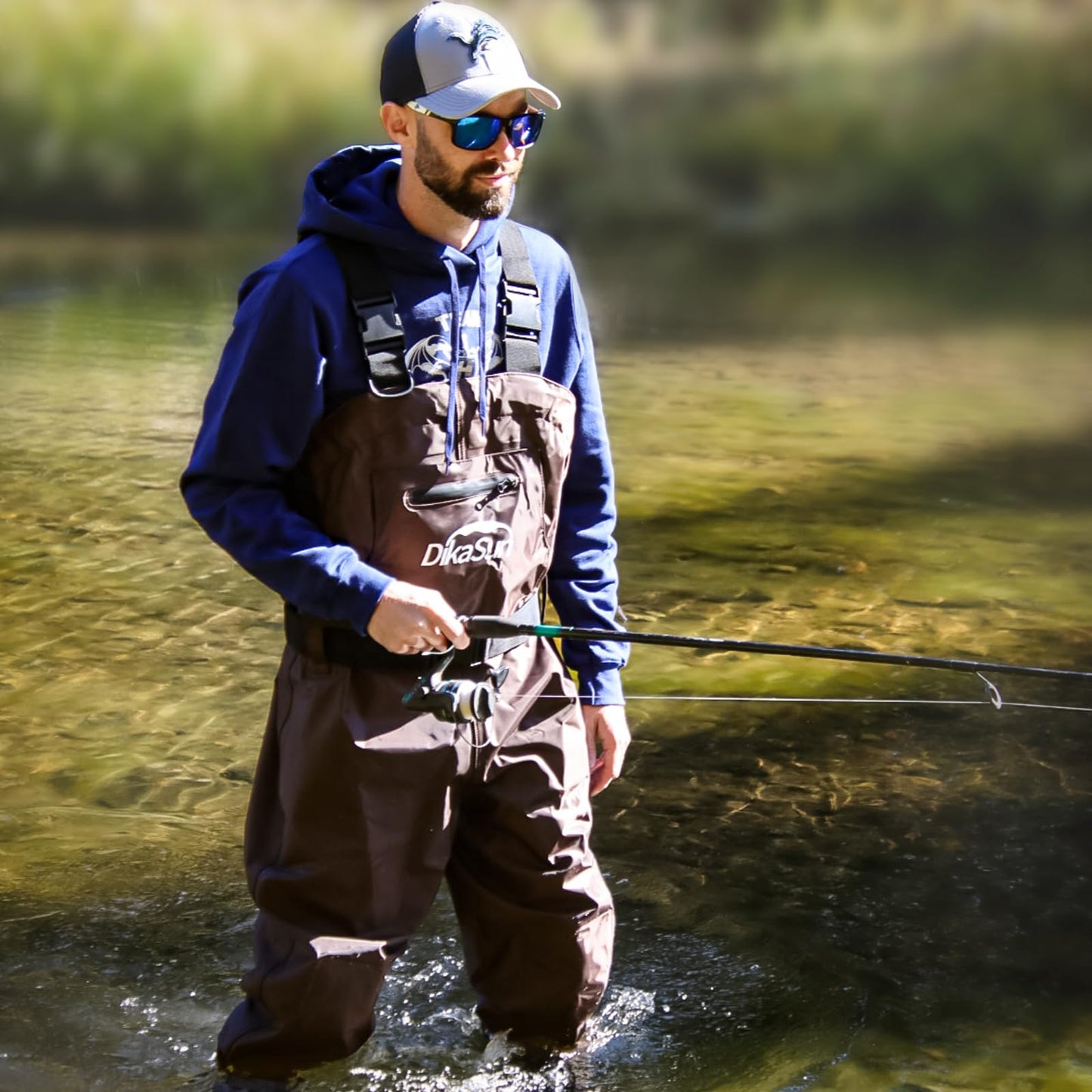 DikaSun Fishing Waders for Men & Women, Waterproof 2-Ply Nylon/PVC Chest Wader with Boots for Outdoor Sizes 4-13 Bootfoot(Brown, M10/W12)