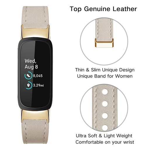 Leather Band for Fitbit Inspire 3/2/1 Bands Adjustable Sport Replacement Straps for Women & Men
