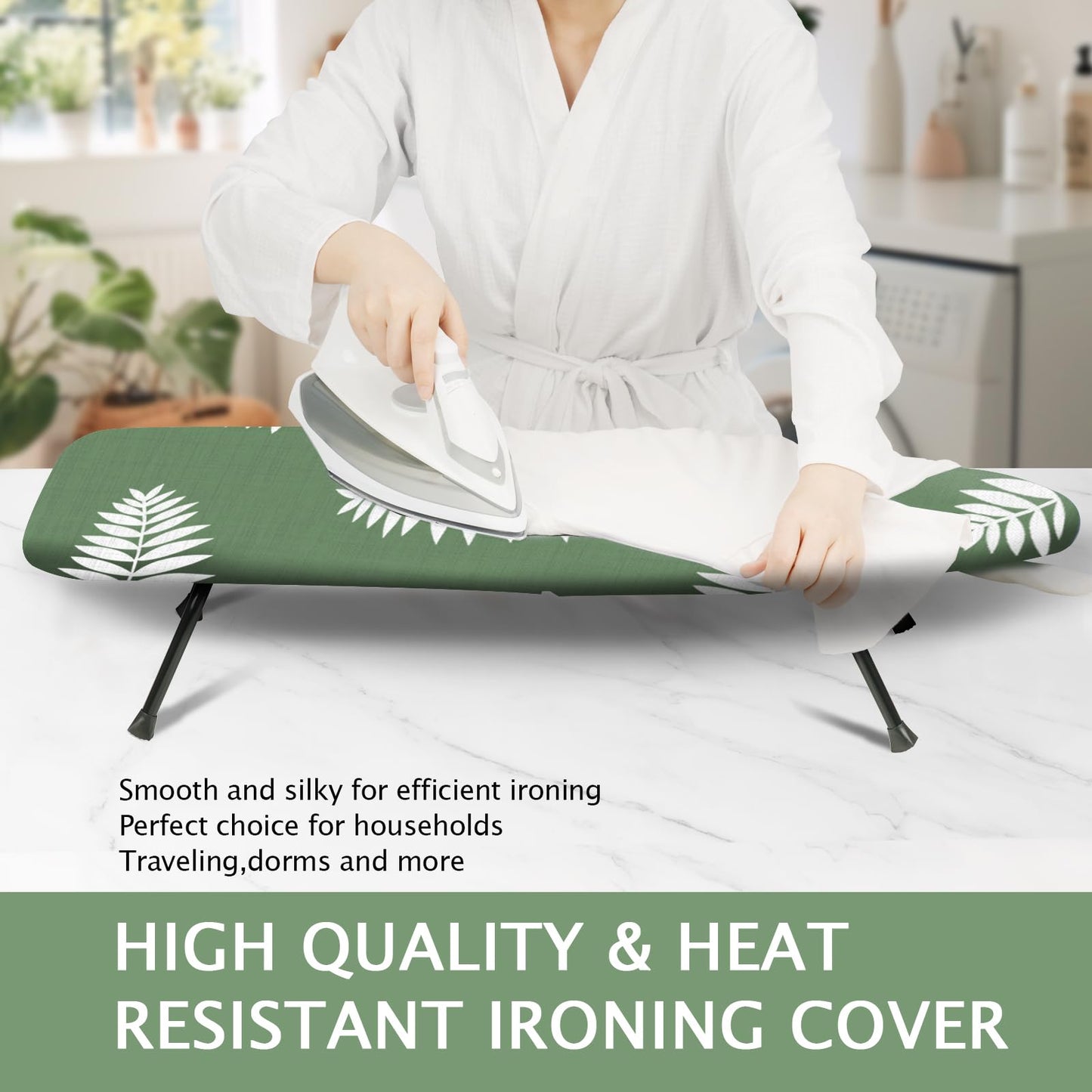 SheeChung 12.5"x32" Small Ironing Board Cover and Pad,Fits Mini Table Top Ironing Board,Extra Thick Padding,Elastic Cord&Fasteners,Heat Resistance(Ironing Board Not Included)