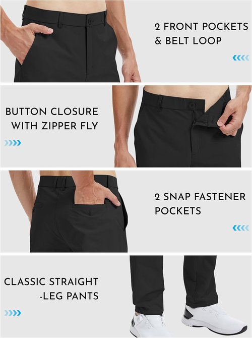 LETAOTAO Men's Golf Pants - Lightweight Stretch Casual Trousers with Pockets | Classic Fit in 32"/34"/36"/38" Sizes