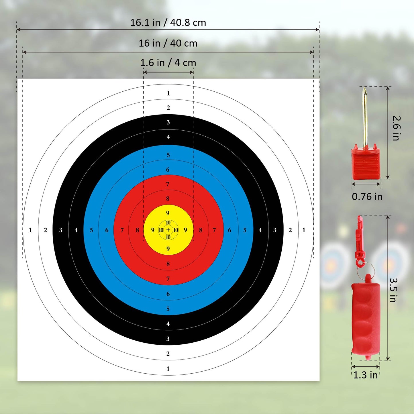 MOLFUJ Archery Targets Paper, 20pcs/50pcs Bow and Arrow Targets for Hunting Backyard, Archery Target Practice Accessories(10 Rings,16x16in)