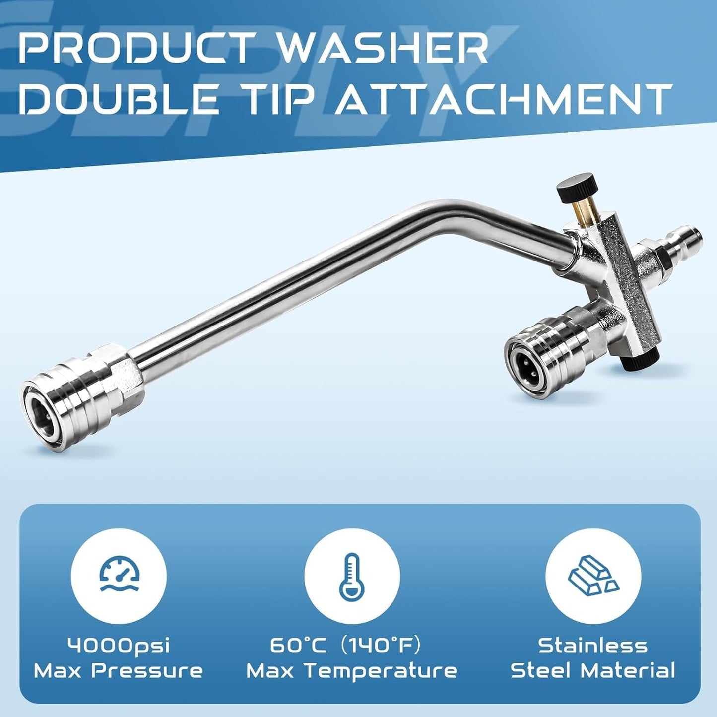 Foam Cannon Dual Connector Accessory, Pressure Washer Double Tip Attachment for Foam Blaster with 5 Pressure Washer Sprayer Nozzles, 1/4" Quick