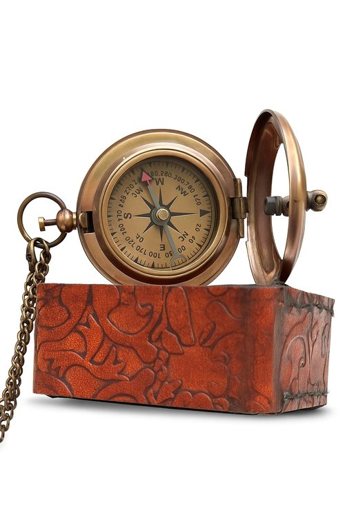 Brass Sundial Compass – Fully Functional Handmade Nautical Navigation Compass, Antique Maritime Decor, Personalized Gift for Husband or Traveler