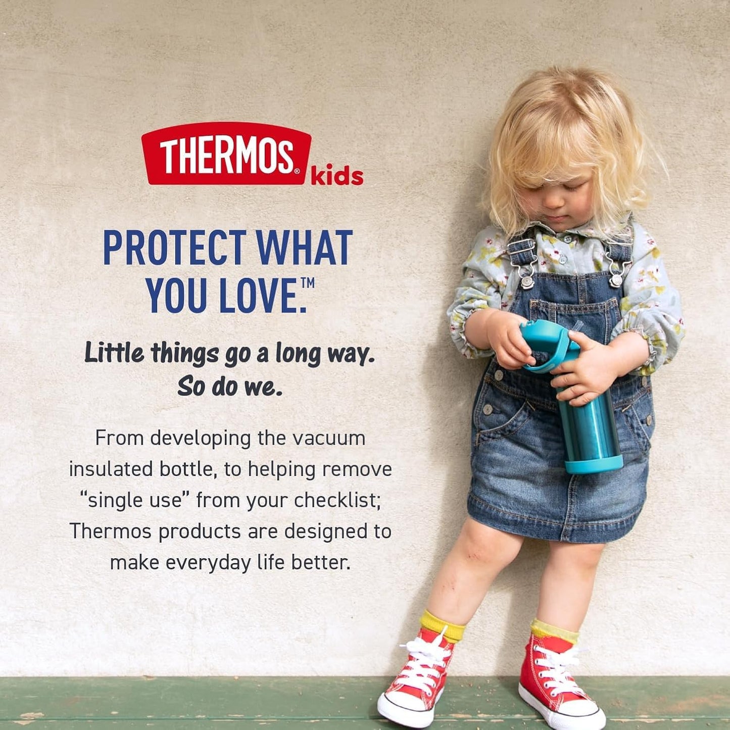 THERMOS FUNTAINER Water Bottle - 12 Ounce Stainless Steel, Vacuum Insulated with Straw for Kids | Construction Design