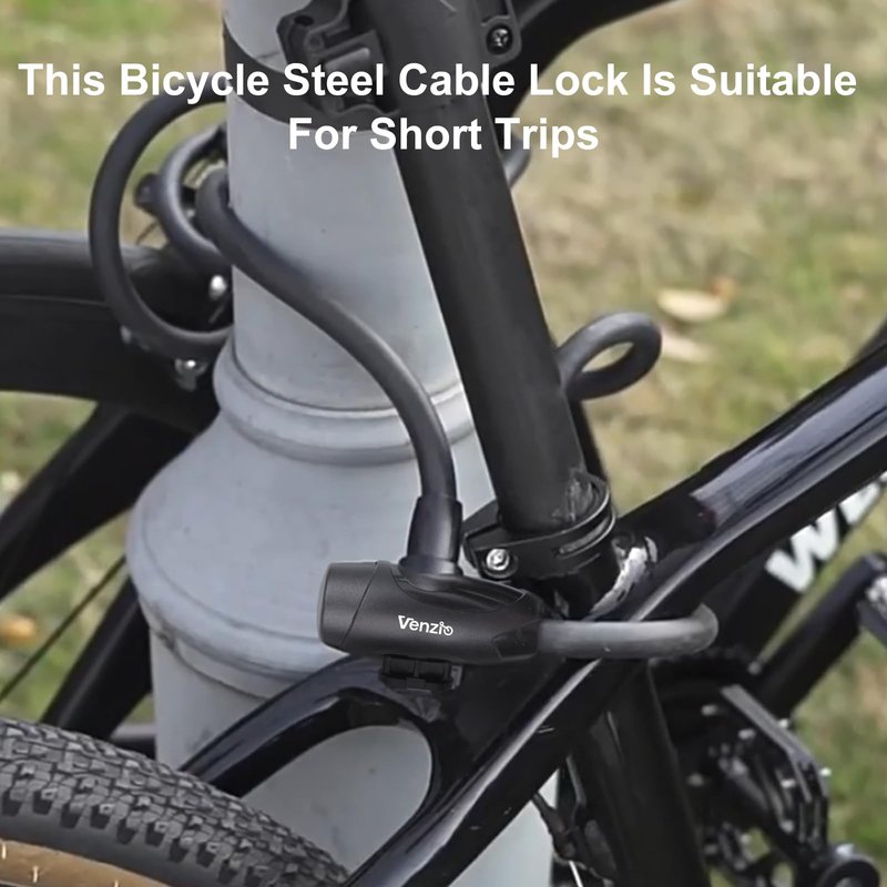 Venzio 4FT Heavy Duty Anti-Theft Bicycle Cable Lock, Bike Lock Cable with 2 Keys and Mounting Bracket, 1/2 inch(12mm) Coiled Steel Cable with Dustproof Insert for Bikes, Scooters, Gates, Fences