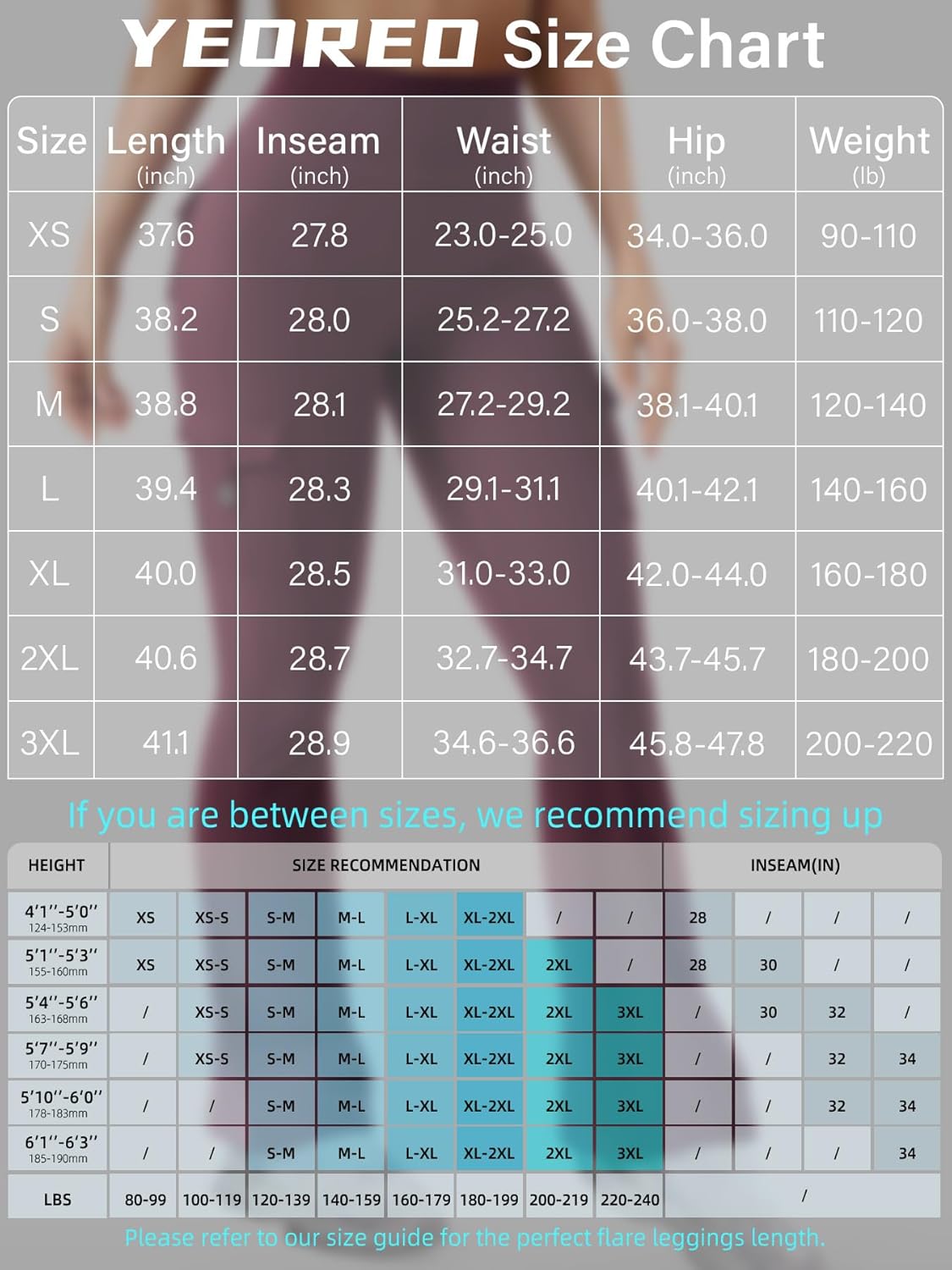 YEOREO CoreFlex Women's High-Waisted Flare Leggings - Hidden Pockets & No Front Seam, Ideal for Gym & Yoga