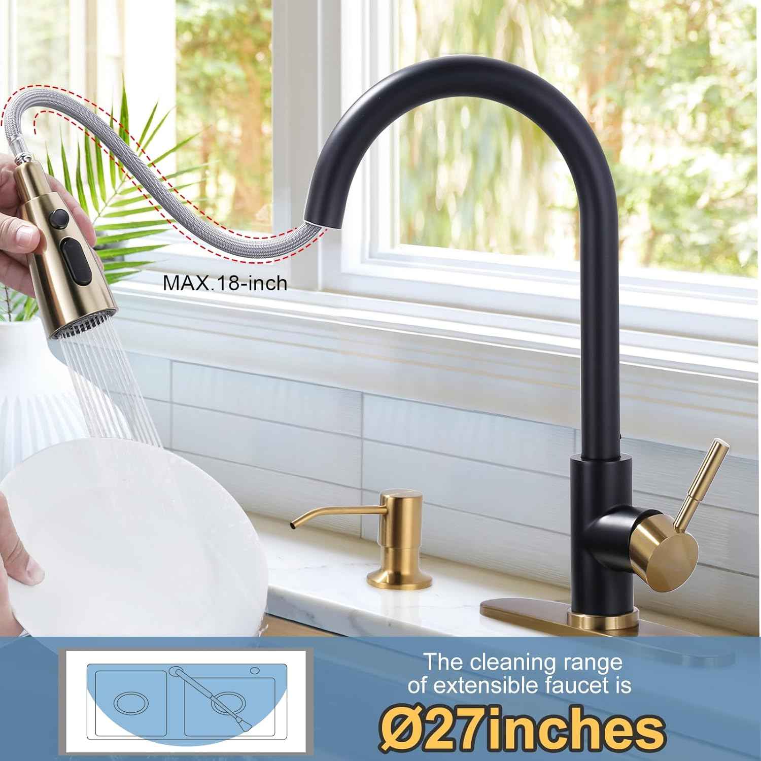 Stainless Steel Kitchen Faucet Combo with Water Filter - Brushed Nickel Sink Faucet for RO Systems