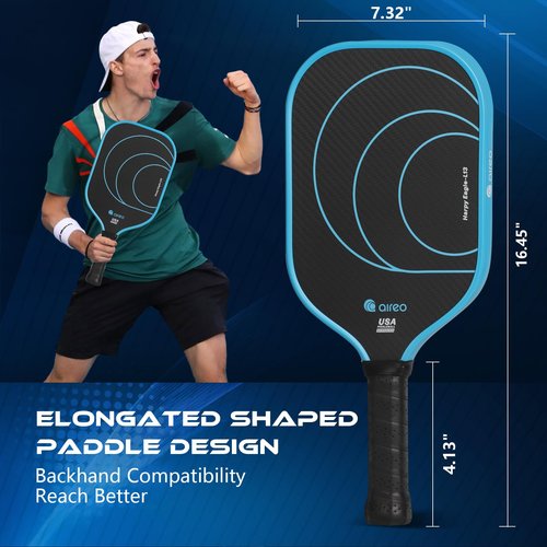 AIREO Harpy Eagle L13 Pickleball Paddle, 3K Carbon Fiber with 13MM Polypropylene Core Pickleball Paddles, Elongated Lightweight USAPA Approved Pickle Ball Paddle