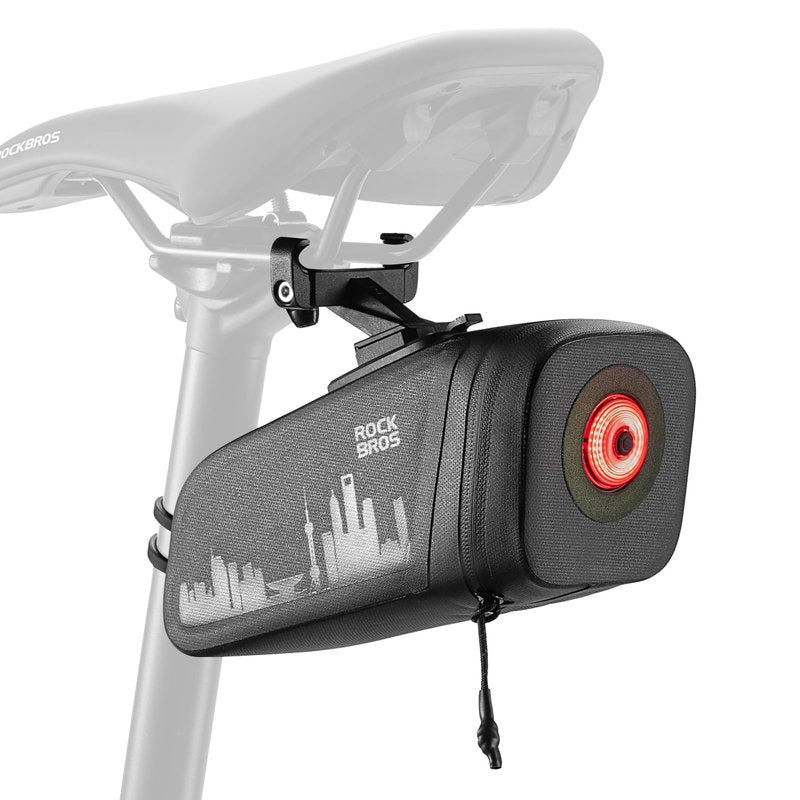 ROCKBROS Bike Saddle Bag with Night Riding Taillight and Brake Sensor- Waterproof Road & Mountain Bike
