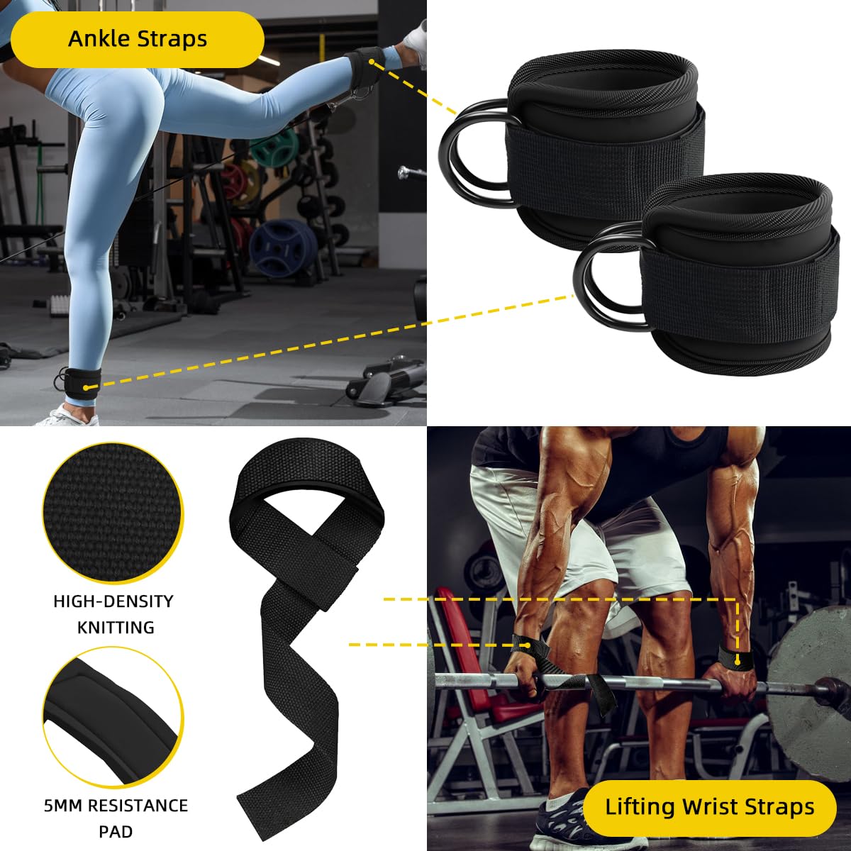 sunmeg Cable Machine Accessories for Home Gym, Triceps Press Down Cable Machine Attachments, LAT Pull Down Attachments for Weight Fitness