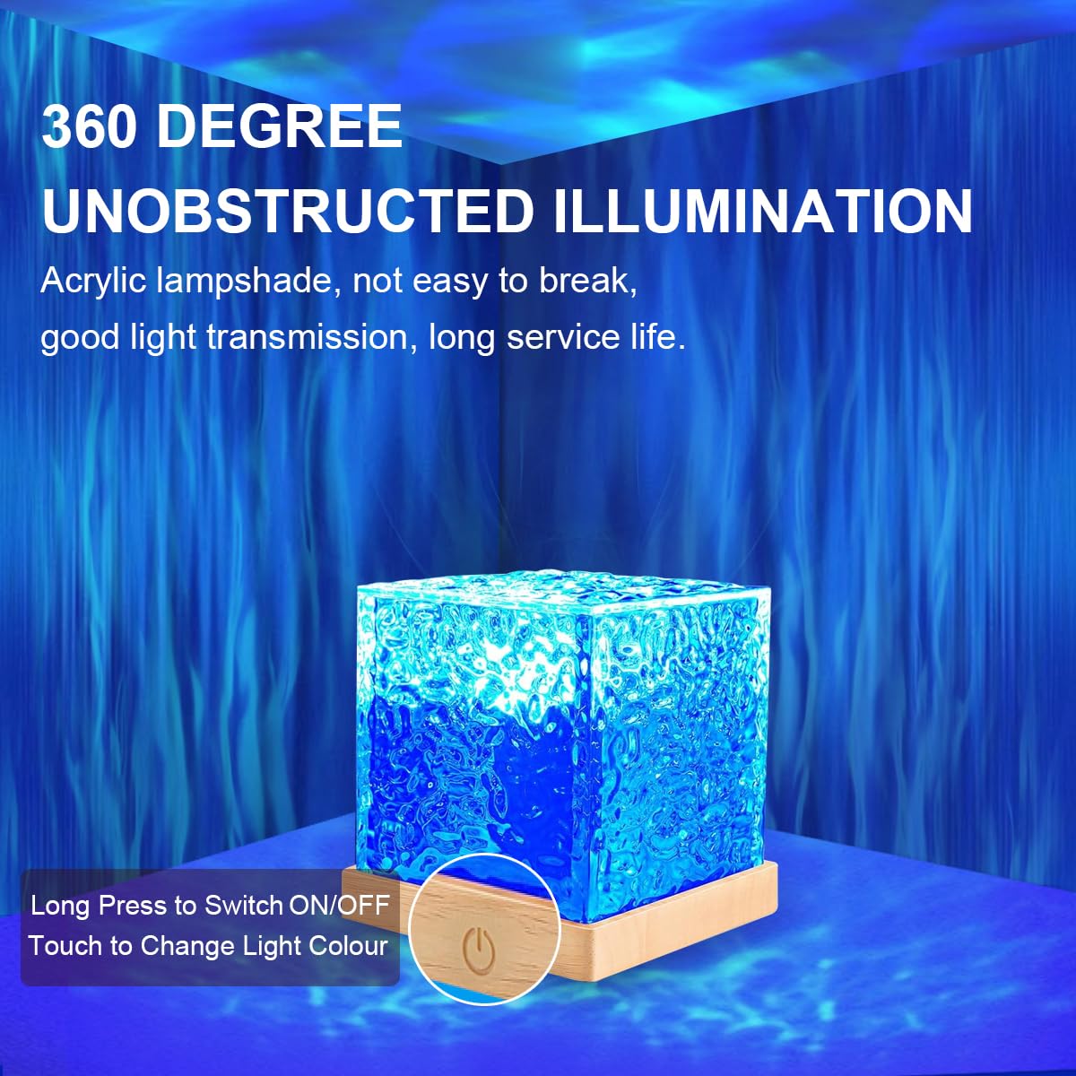 Ocean Wave Projector Light,16 Colors Ocean Lamp Water Ripple Cube Night Light with Remote for Bedrooms,Games, Birthdays,Festivals (Ocean Lamp)