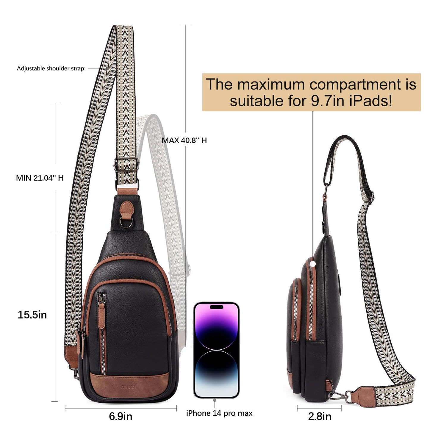 CLUCI Crossbody Bags for Women Men,Leather Sling Bag Cross Body Backpack for Woman Gifts for Women Birthday Unique