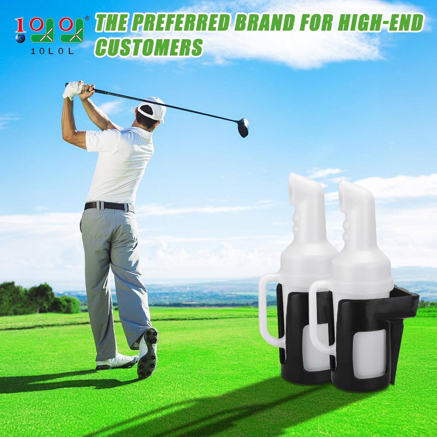 10L0L 2025 Newest Golf Cart Sand Bottle for Yamaha EZGO Club Car with Grip Hand Design, Divot Filler Sand Bottle Assembly with Rattle Proof Holder (2 Pack)