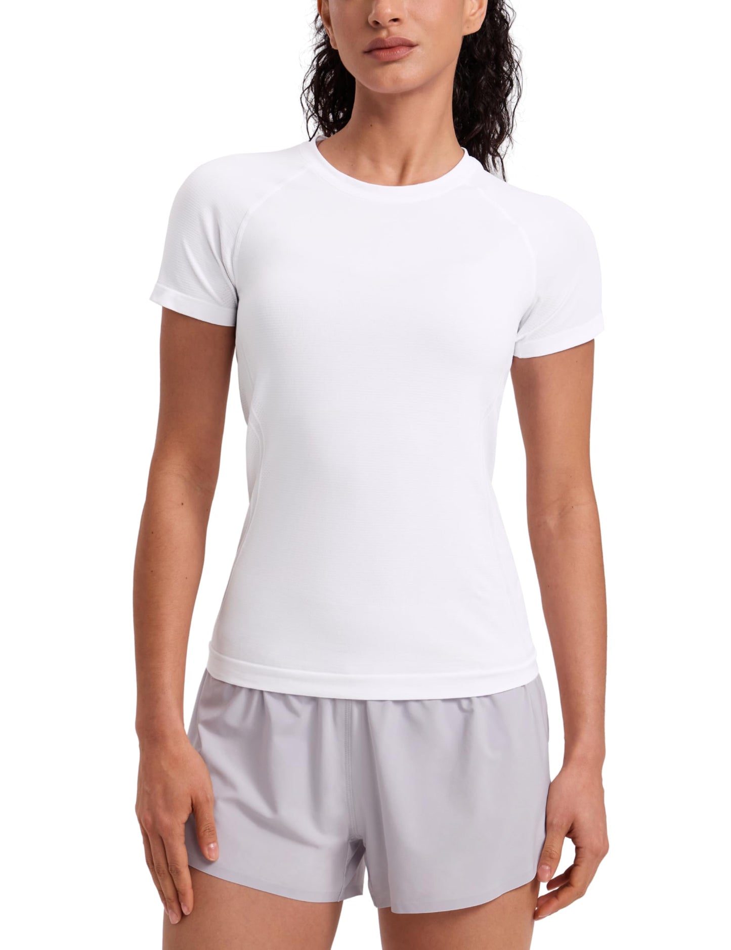 CRZ YOGA Seamless T-Shirt Hip Length White X-Small
