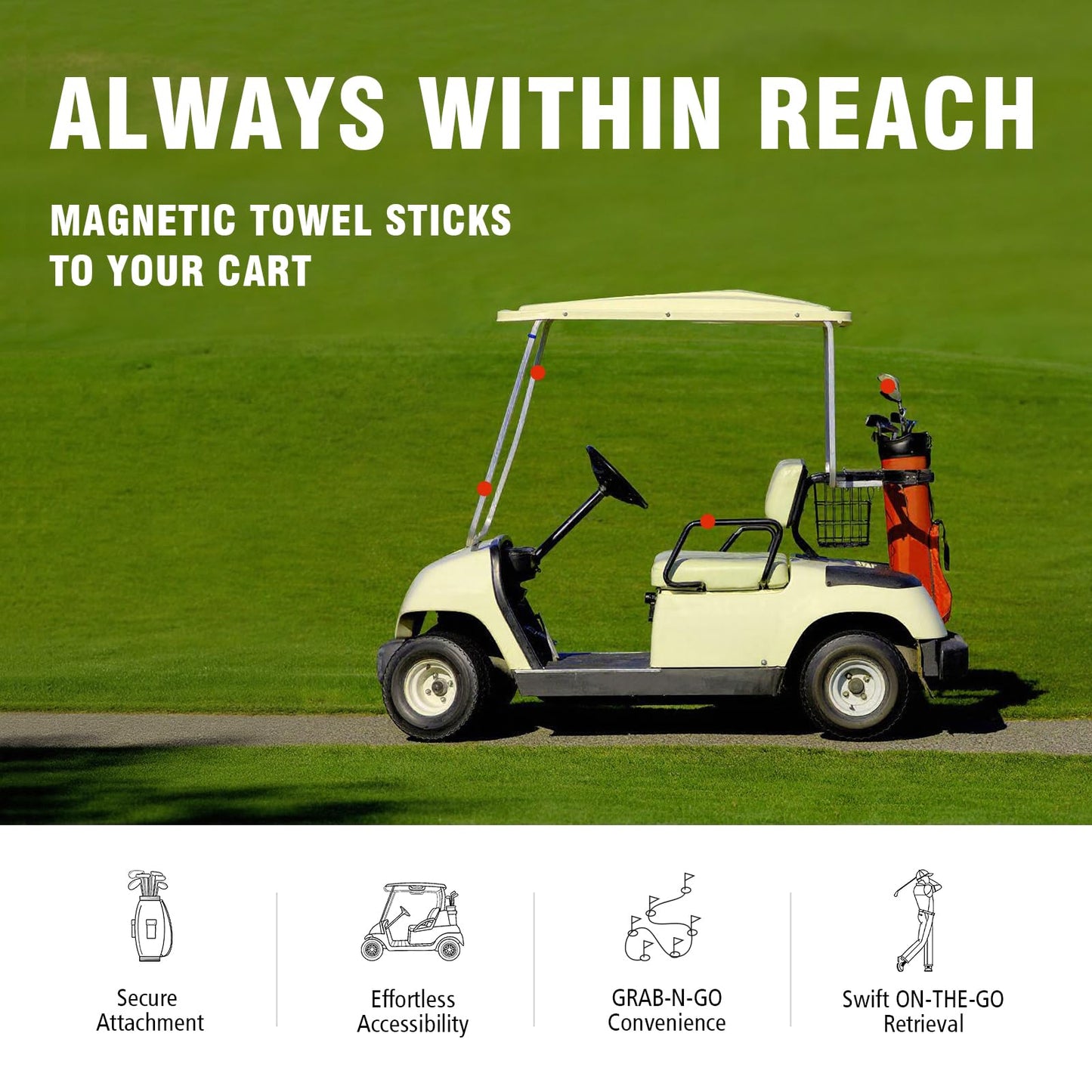 Dragon tiger Magnetic Golf Towel – 23.6"x15.7" Microfiber Waffle Weave with Magnet & Carabiner, Ultra Absorbent for Clubs, Bags & Carts, (Red)