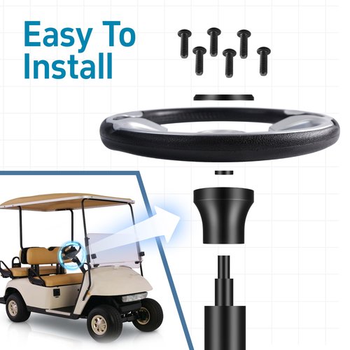 MIXOPOLY Golf Cart Steering Wheel Hub Adapter fits EZGO TXT/RXV Model, Black and Anti-rust