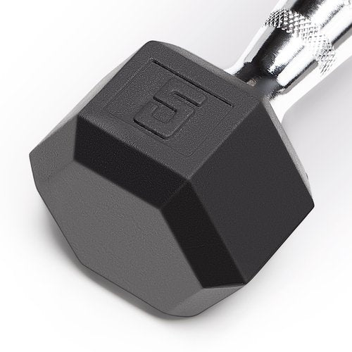 Marcy Classic Rubber Hex Dumbbell with Knurled Grip for Strength Training and Bodybuilding 5-lbs Single Dumbbell IBRH-005