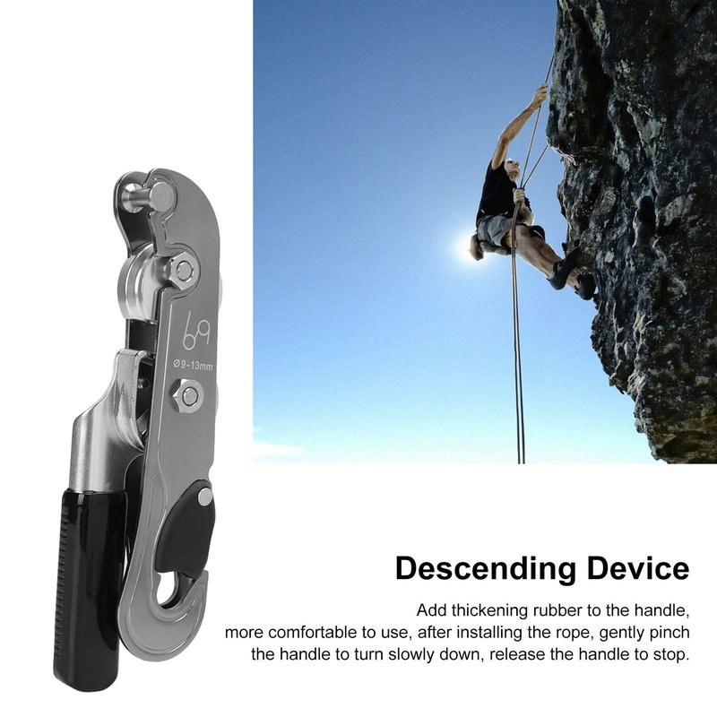 Topyond Hand Stop Descender, Professional Rock Climbing Descender & Ascender Set, Rappelling & Abseiling Device with Rope Stopper, Essential Climbing Gear for 9-13mm Rope, Belay Device