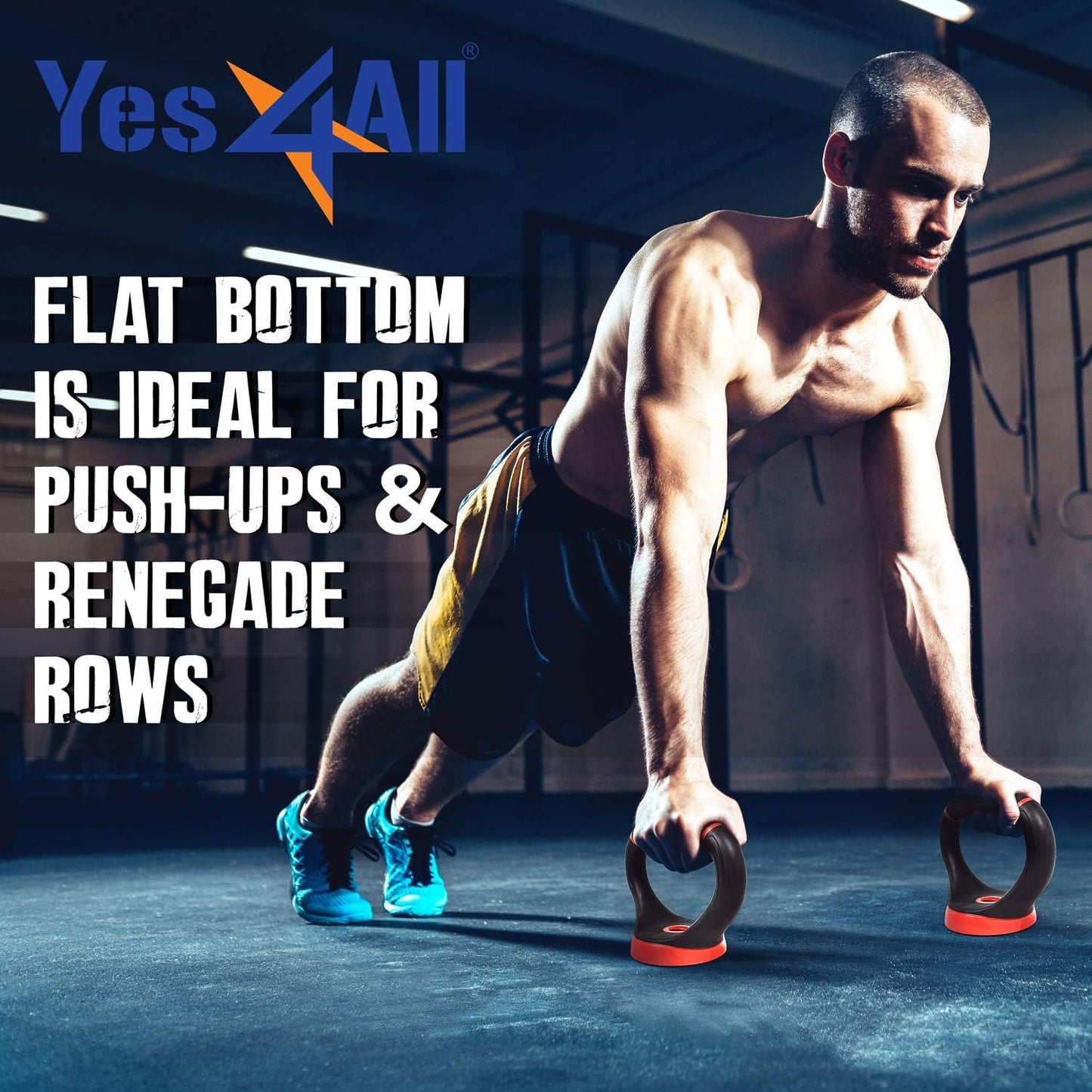 Yes4All Comfortable Grip Adjustable Kettlebell Handle Converter for 1 inch Weight Plates - Pair