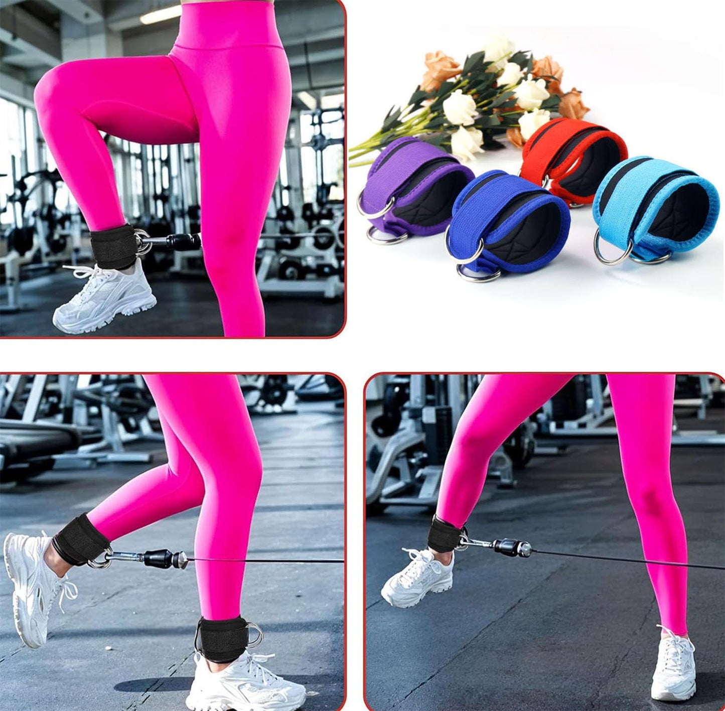 Ankle Straps Resistance Bands Wrist Cuffs Padded Adjustable 2Pcs
