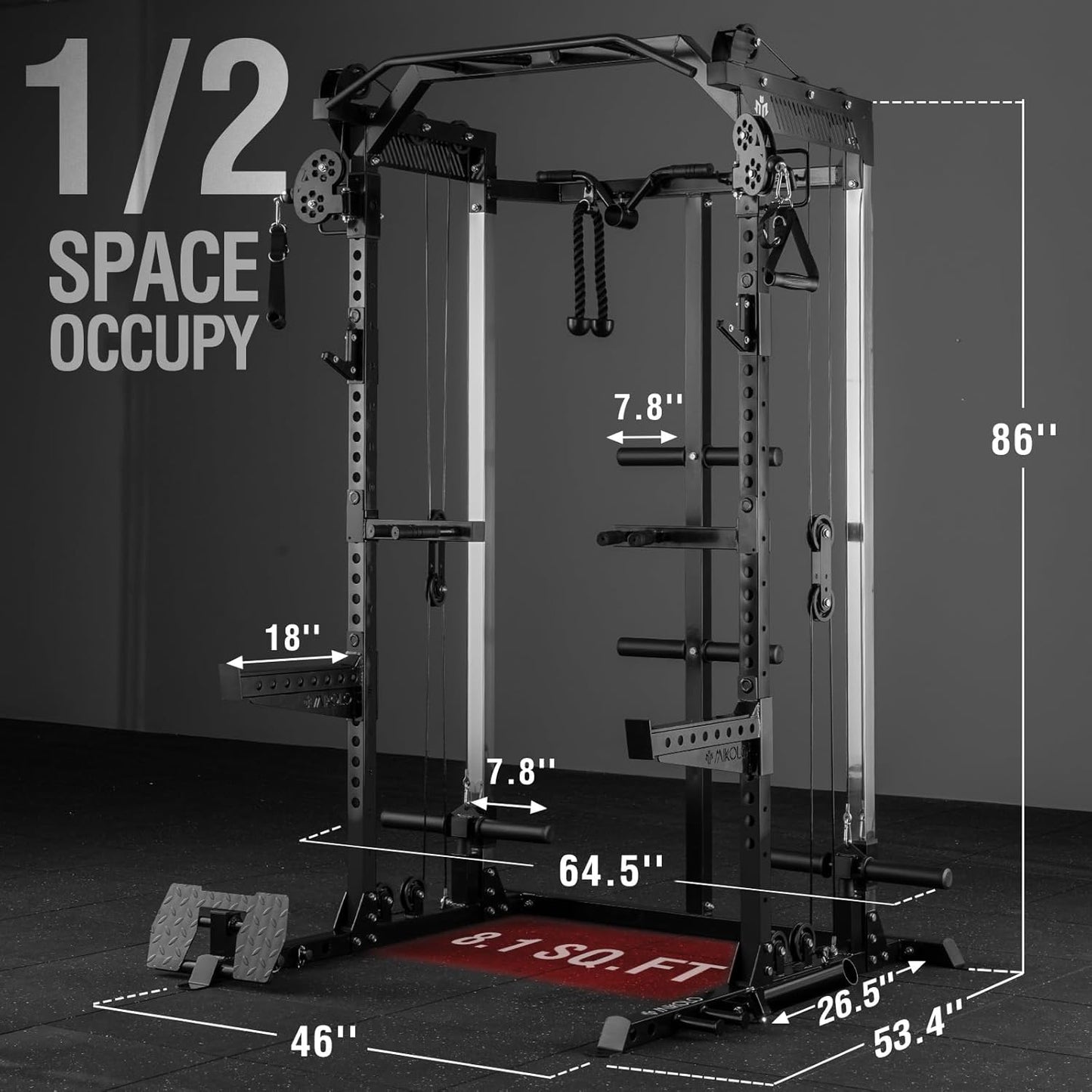 Mikolo Power Cage - 2000LB Power Rack with Dual Pulley System | Multi-Function Home Gym Equipment