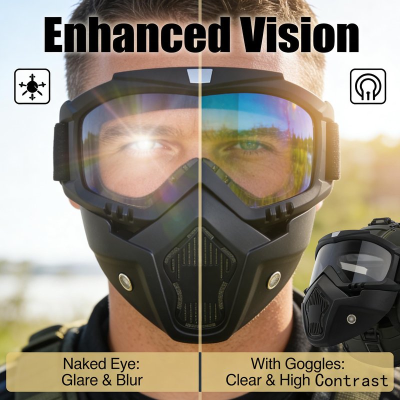Motorcycle Face Mask Full Face,Dirt Bike Goggles Motocross, ATV, Offroad, Riding Racing Goggles for Men Women,Paintball Mask for Halloween Cosplay Paintball Game Props Party