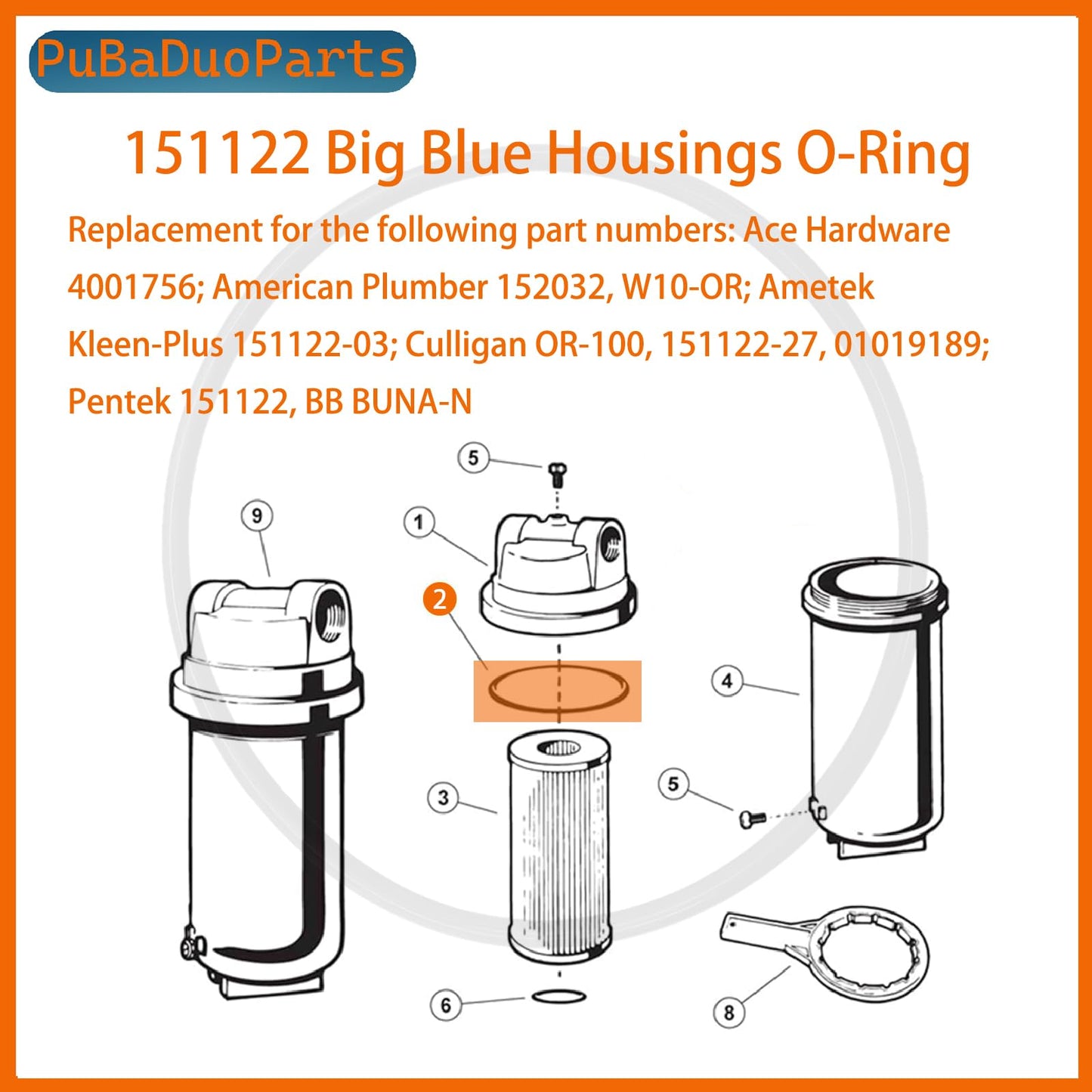 6-Pack 151122 O-Rings Compatible with Pentek Big Blue Water Filter Housings Seals Gasket, for Pentair, Culligan HD-950A,Heavy-Duty Nitrile Rubber Seals for Leak-Free Filtration Systems