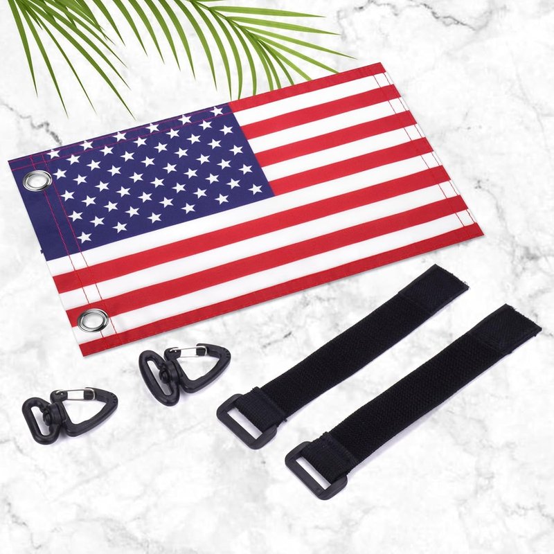 USA Golf Cart Flag - 12" x 18" Easy-Install American Flag with Elastic Strap Bracket - Golf Cart Accessories, Boat and Bicycle US Flag（2 Pack） (2 Pack Upgrade)