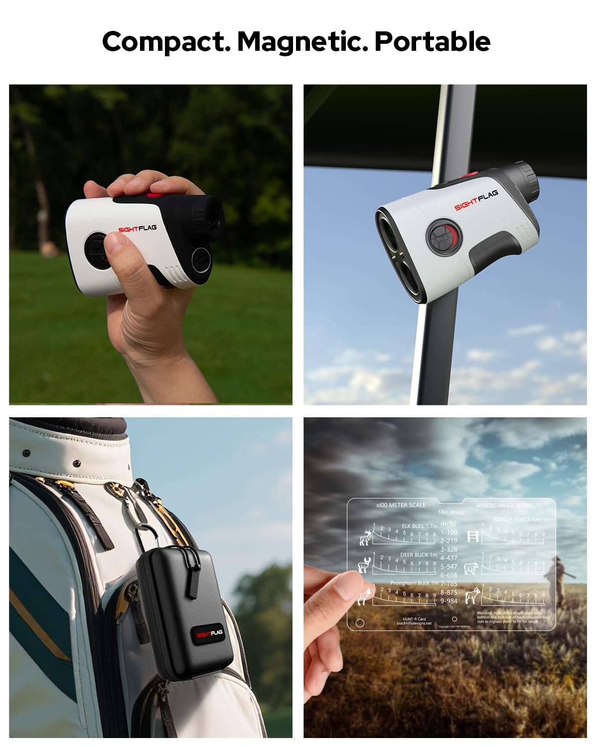 SIGHTFLAG GF2 Golf Rangefinder with Slope, 1300 Yards Laser Range Finder, 7.5X Magnification, Flag Pole Locking Vibration 0.3 Yard Accuracy Rechargeable Magnetic Golf Accessories Gift for Men Women