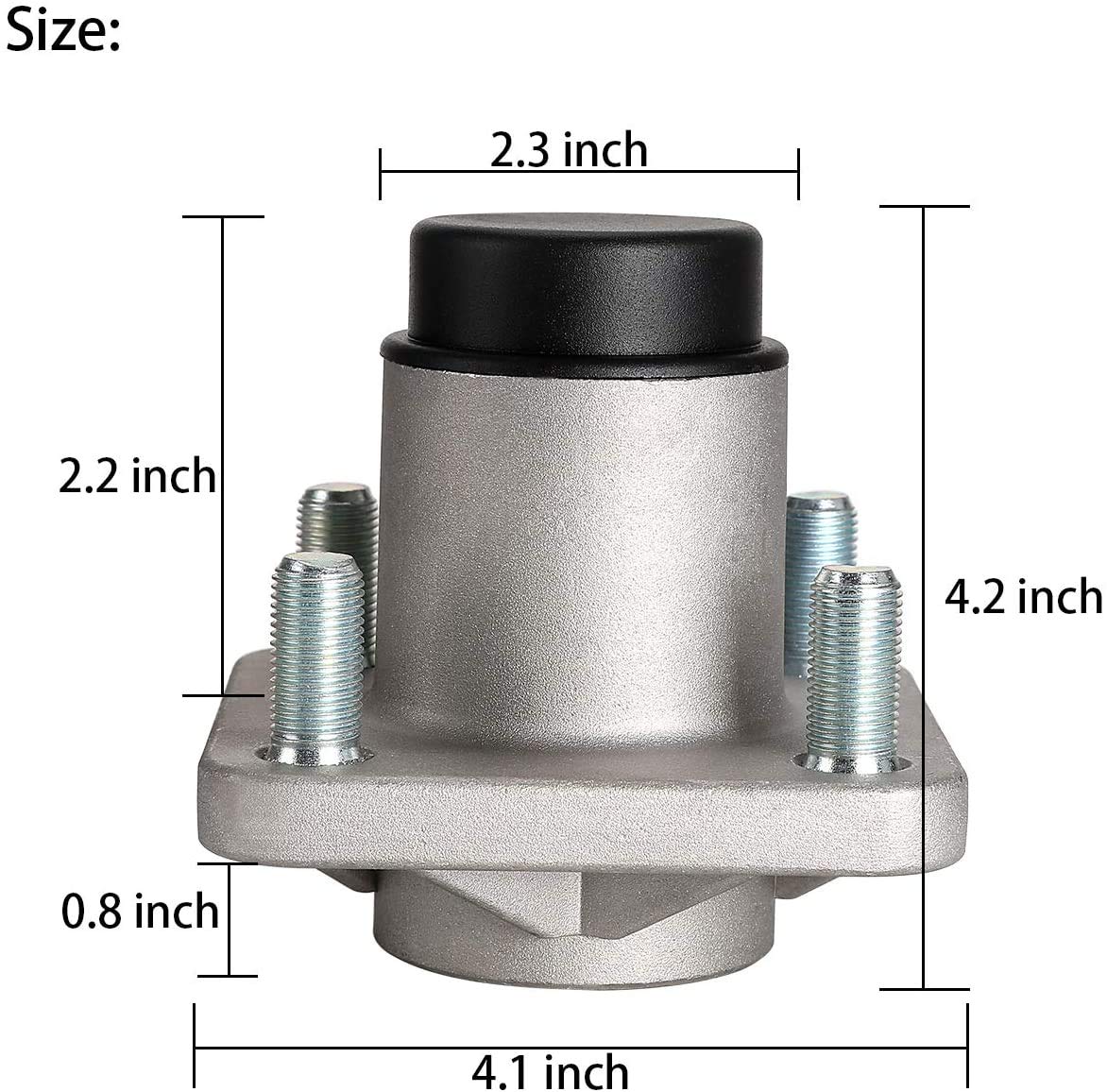10L0L Front Wheel Hub Assembly for 2001.5-2013 EZGO PDS&TXT/Medalist, Shuttle, Workhorse, ST Series Gas & Electric Golf Cart, with Bearing Races & Cap, OEM# 70895G01 70895-G01, Set of 2