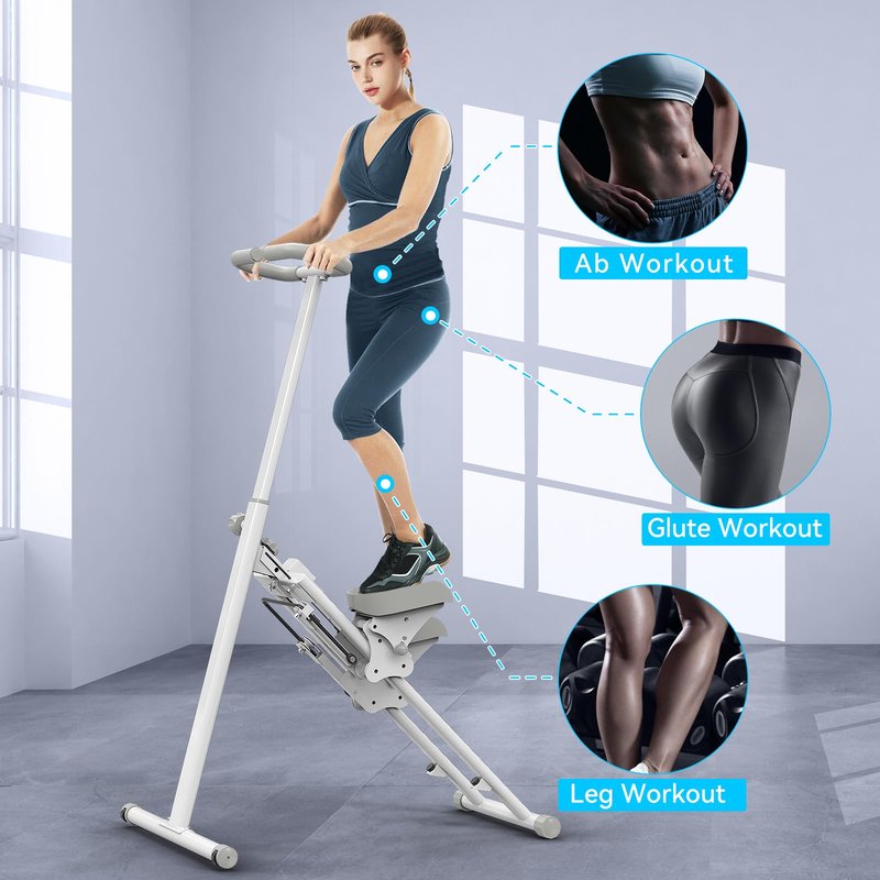 Stair Stepper for Home,Stair Climber Foldable,Large Pedal Vertical Climber Machine for Full-Body Workout,Steppers for Exercise at Home with 300LBS Loading Capacity (White)