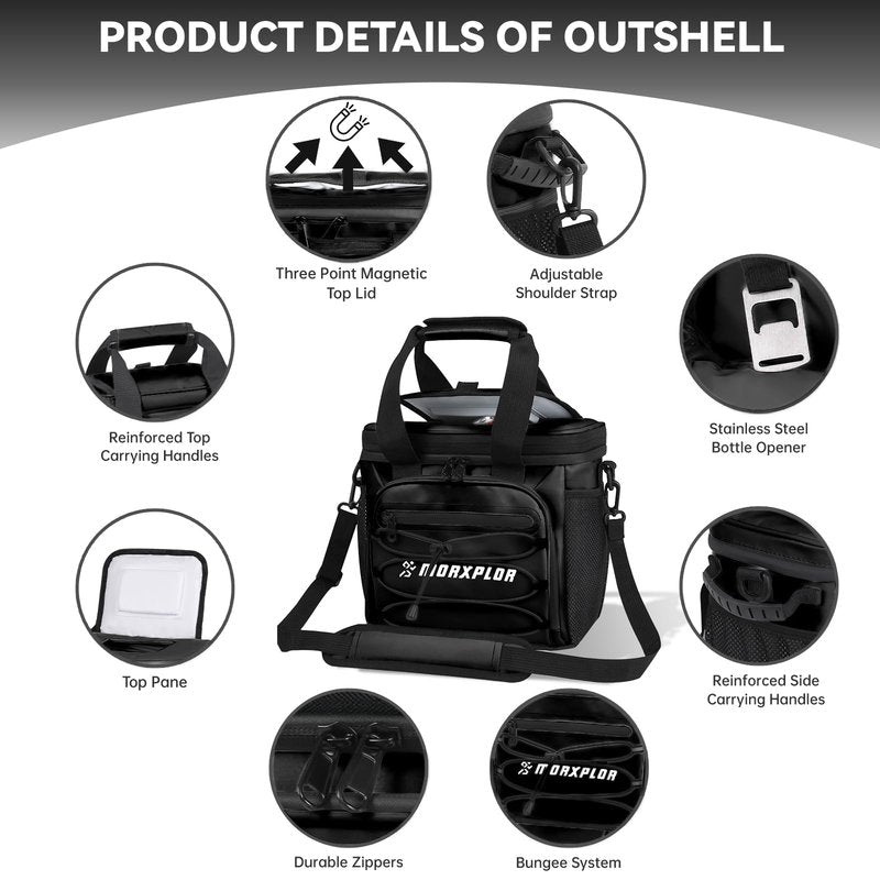 MORXPLOR Golf Cart Cooler with Magnetic Lid 12-Can Insulated Soft Cooler Bag Collapsible for Golf Cart,Golf Accessories,Lunch Camping Cooler Insulated Lunch Bag with Adjustable Shoulder Strap