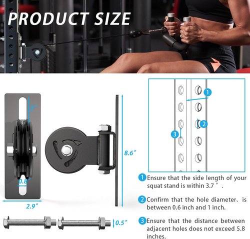 J Bryant Pulley System for Power Rack - Heavy-Duty Cable Pulley Attachment for 5/8" Holes | Fits 2x2, 2x3, 3x3 Racks