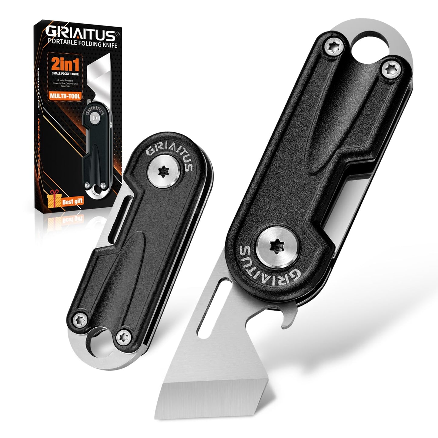 Multitool Pocket Knife, EDC Folding Knives, Small multitool with Bottle Opener Mini Pry Tool, Gifts for Men Dad Everyday Carry (black)